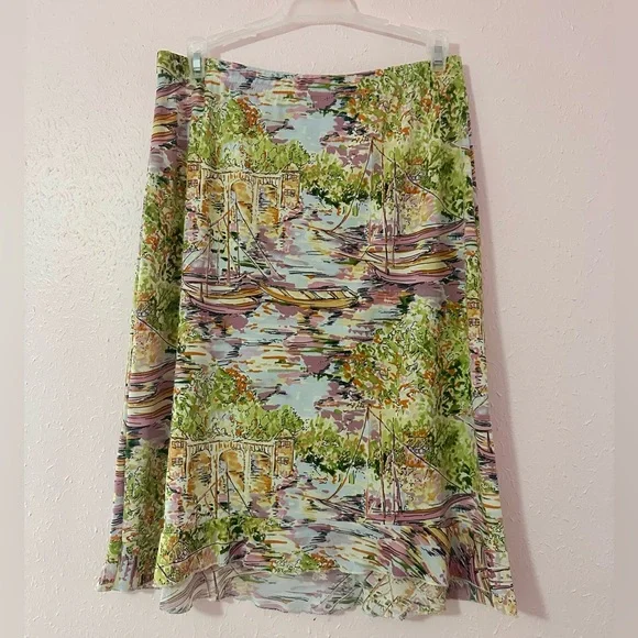 Vintage Summertime Boat Pattern Pink and Green Blouse and Skirt Set - Picture 3 of 7